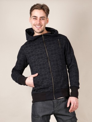 Bluza z Kapturem Toonzshop Aegnor Cubes Zipped Hoodie Męskie Czarne | DQTCY-3108