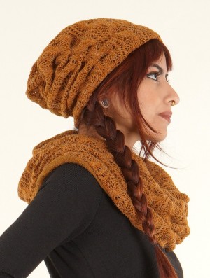 Czapka Toonzshop Aslan Pleated Crochet Beanie Damskie Rusty | UIFPD-8502