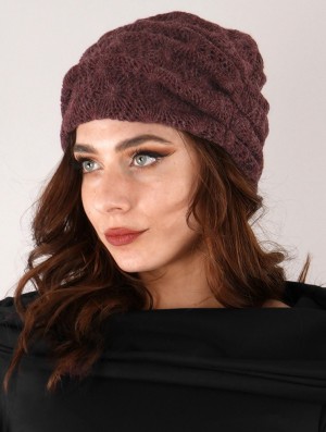 Czapka Toonzshop Aslan Pleated Crochet Beanie Damskie Wine | SZDIK-0147