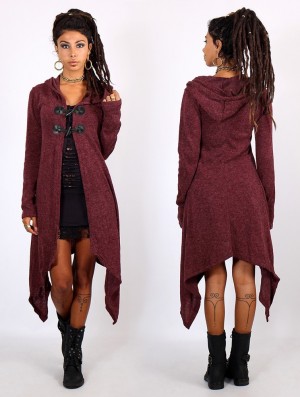 Kardigan Toonzshop Makshi Cardigan Damskie Wine | UEXQM-6091