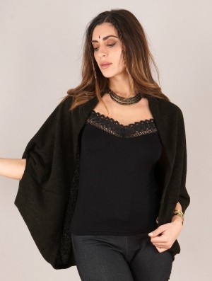 Kardigan Toonzshop Yesenia Bat Sleeve Cardigan Damskie Czarne | YVEBK-9341