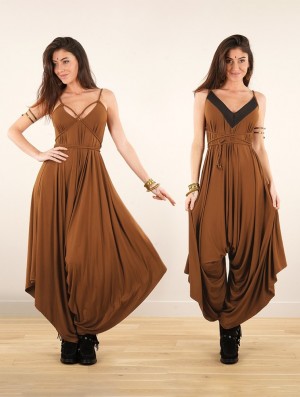 Kombinezony Długi Toonzshop Topäaz Loose And Reversible Strappy Jumpsuit Damskie Caramel | FLEKD-7342