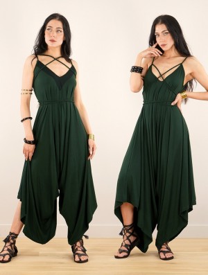 Kombinezony Długi Toonzshop Topäaz Loose And Reversible Strappy Jumpsuit Damskie Zielone | KXCDF-6392