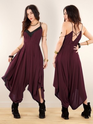 Kombinezony Długi Toonzshop Topäaz Loose And Reversible Strappy Jumpsuit Damskie Wine | VIKTO-4832