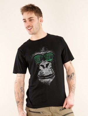 Koszulka Toonzshop Matrix Gorilla Printed Short Sleeve T-shirt Męskie Czarne | AUDKY-5248