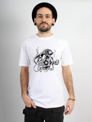 Koszulka Toonzshop Octopus K7 Printed Short Sleeve T-shirt Męskie Białe | UORXM-6172