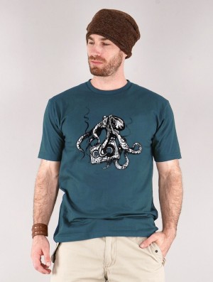 Koszulka Toonzshop Octopus K7 Printed Short Sleeve T-shirt Męskie Ciemny Niebieskie | YHPEB-6109