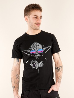 Koszulka Toonzshop Yoda Master Printed Short Sleeve T-shirt Męskie Czarne | MRXCL-9035