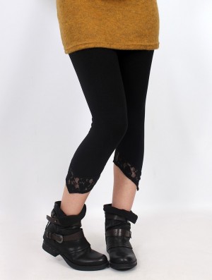 Legginsy Toonzshop Lï-kaz Short Pointy Leggings With Lace Damskie Czarne | SIVFJ-2709