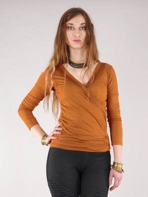 Najfatalniejszy Toonzshop Irwaen Indie Long Sleeve Top Damskie Rusty | MTEUN-1486