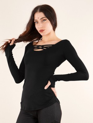 Najfatalniejszy Toonzshop Layläa Long Sleeve Reversible Top Damskie Czarne | KQCLP-3905