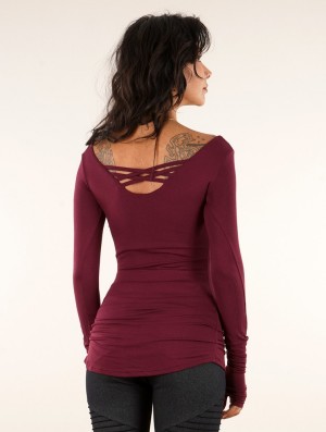 Najfatalniejszy Toonzshop Layläa Long Sleeve Reversible Top Damskie Wine | QTBRZ-4270