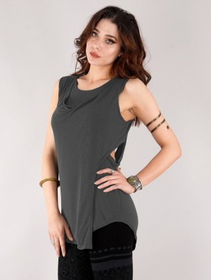 Najfatalniejszy Toonzshop Leigha Loose Sleeveless Top Damskie Ciemny Szare | YEQSK-3204