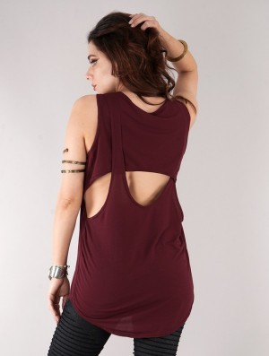 Najfatalniejszy Toonzshop Leigha Loose Sleeveless Top Damskie Wine | FRBNJ-4531