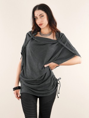 Najfatalniejszy Toonzshop Mandlu Tunic Top Damskie Szare | RSILZ-3684