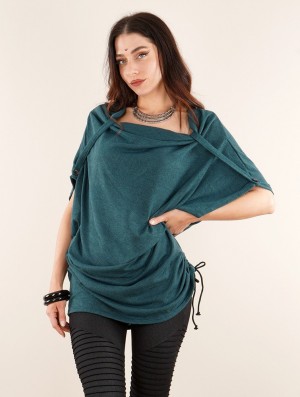 Najfatalniejszy Toonzshop Mandlu Tunic Top Damskie Tealblue | UNEXR-2534