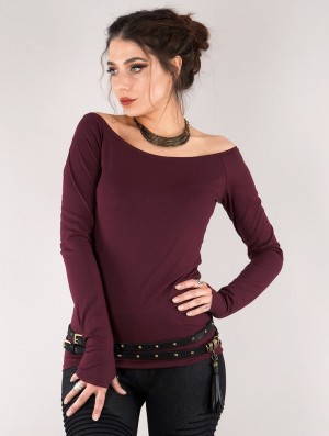 Najfatalniejszy Toonzshop Saädiya Long Sleeve Top Damskie Wine | PNZFR-0159