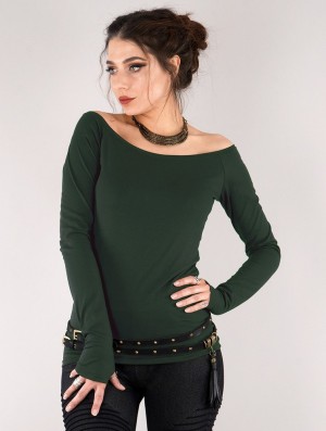 Najfatalniejszy Toonzshop Saädiya Long Sleeve Top Damskie Zielone | ZFYOM-0264