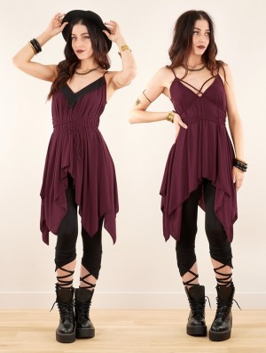 Najfatalniejszy Toonzshop Topäaz Loose And Reversible Strappy Tunic Damskie Wine | SRLIG-6451