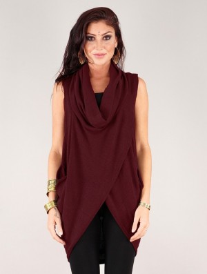 Pulower Toonzshop Amala Sleeveless Thin Pullover Damskie Wine | SYONJ-3725