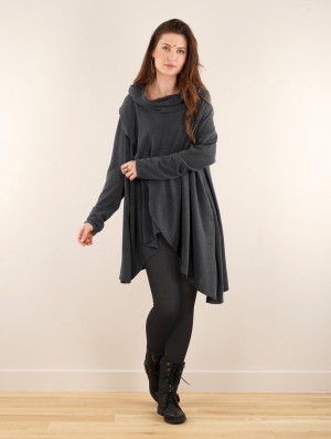 Pulower Toonzshop Inika Poncho Pullover Damskie Ciemny Szare | BZOWY-9836