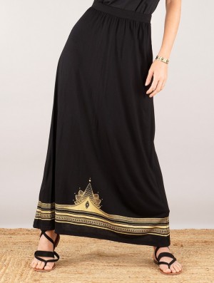 Spódnica Toonzshop Lotus Elerinna High Waist Maxi Skirt Damskie Czarne | QWANM-4769