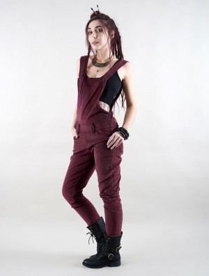 Spodnie Toonzshop Arawat Corduroy Overalls Damskie Wine | POYUG-1634