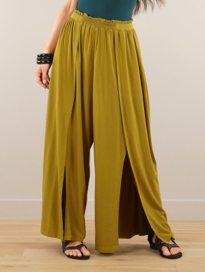 Spodnie Toonzshop Félise Split Loose Pants Damskie Goldengreen | CPFSA-6457