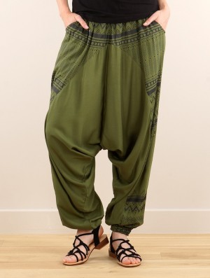 Spodnie Toonzshop Ginie Aztec Light Harem Pants Damskie Khaki Czarne | DGUKX-2045