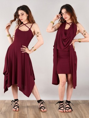 Sukienka Toonzshop Amethyst Short Dress Damskie Wine | PCDZN-4825