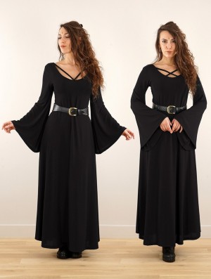 Sukienka Toonzshop Black Moon Reversible Long Dress Damskie Czarne | YWUNC-4189