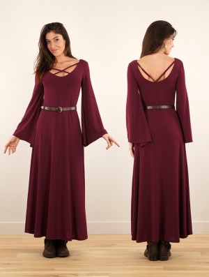 Sukienka Toonzshop Black Moon Reversible Long Dress Damskie Wine | KEBLV-7249