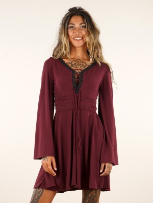 Sukienka Toonzshop Bohemian Dress "Orphée" Damskie Wine | TPKJV-6819