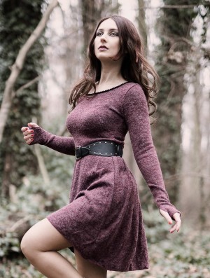 Sukienka Toonzshop Bohemian Sweater Dress Damskie Wine | XGNKF-9531