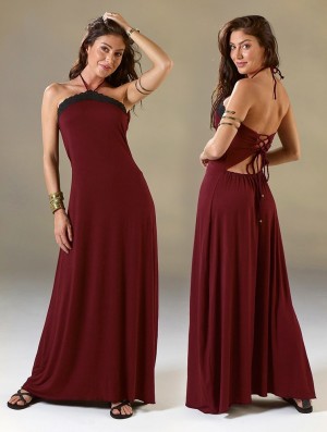 Sukienka Toonzshop Lüune Sleeveless Long Dress Damskie Wine | QZGJV-9281