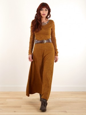 Sukienka Toonzshop Melisandre Crochet Long Sleeve Long Sweater Dress Damskie Rusty | RZBAT-7593