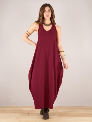 Sukienka Toonzshop Noéa Sleeveless Long Dress Damskie Wine | LHBVZ-2016