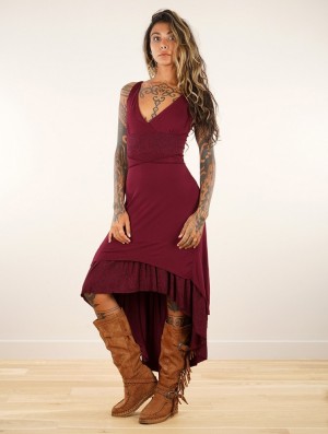 Sukienka Toonzshop Nuria Midi Dress Damskie Wine | ZXUCM-1095