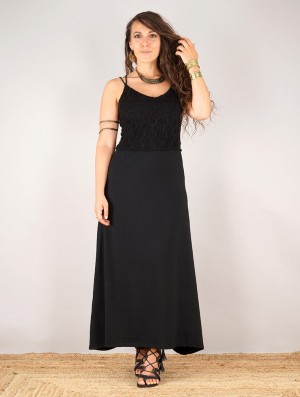 Sukienka Toonzshop Nymph Long Dress With A Crochet Chest Damskie Czarne | UIAZF-7095