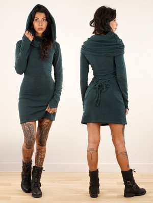 Sukienka Toonzshop Shaë Sweater Dress Damskie Teal | TEGXA-1385