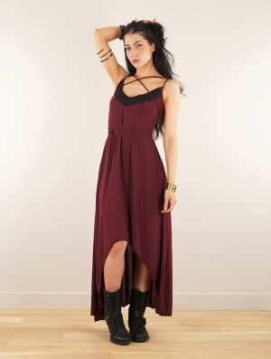 Sukienka Toonzshop Topäaz Loose Strappy Long Dress Damskie Wine | ERFVX-0245