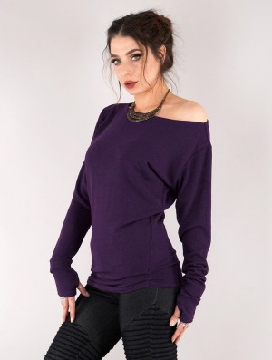 Sweter Toonzshop Kayäaz Batwing Sleeve Sweater Damskie Fioletowe | MFUVA-1403