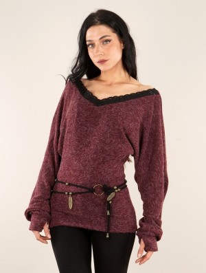 Sweter Toonzshop Physälis 2in1 Roll-up Sweater Damskie Wine | IXORZ-1793