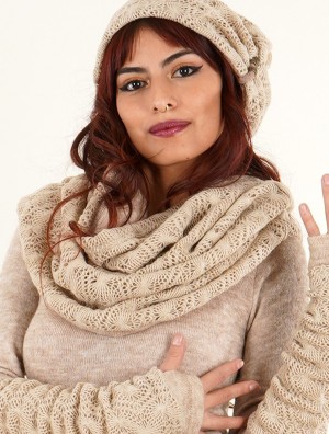 Szalik Toonzshop Oöna Crochet Snood Scarf Damskie Beżowe | UEVPN-4798