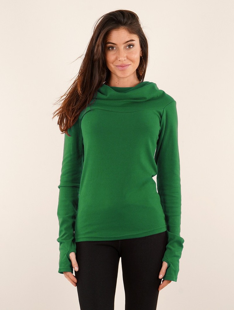 Bluza z Kapturem Toonzshop Hatlami Light And Soft Hoodie Damskie Zielone | SNPRQ-3428