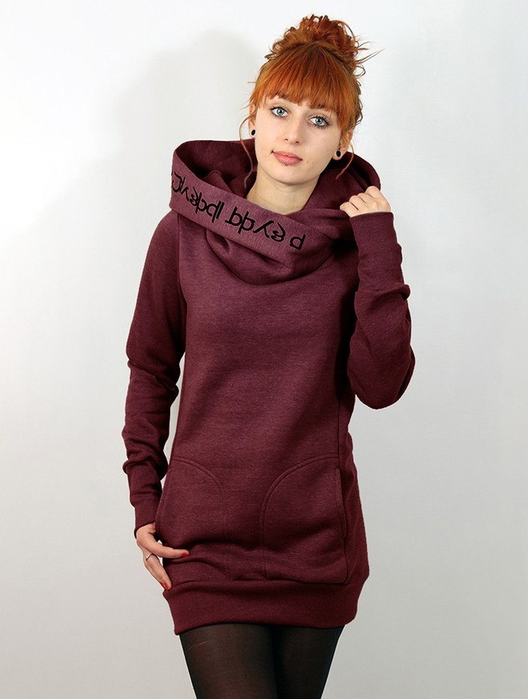 Bluza z Kapturem Toonzshop Lovely Reaper Long Hoodie Damskie Mottled wine | RCUJM-2415