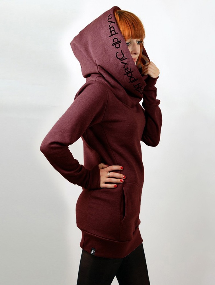 Bluza z Kapturem Toonzshop Lovely Reaper Long Hoodie Damskie Mottled wine | RCUJM-2415