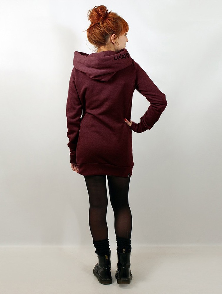 Bluza z Kapturem Toonzshop Lovely Reaper Long Hoodie Damskie Mottled wine | RCUJM-2415