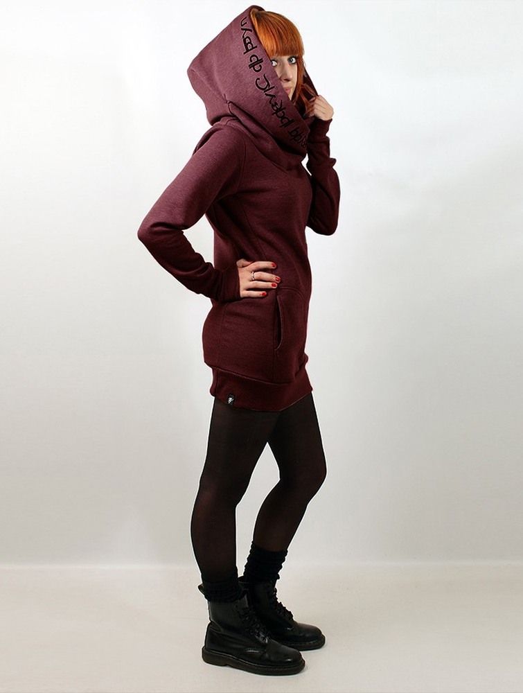 Bluza z Kapturem Toonzshop Lovely Reaper Long Hoodie Damskie Mottled wine | RCUJM-2415