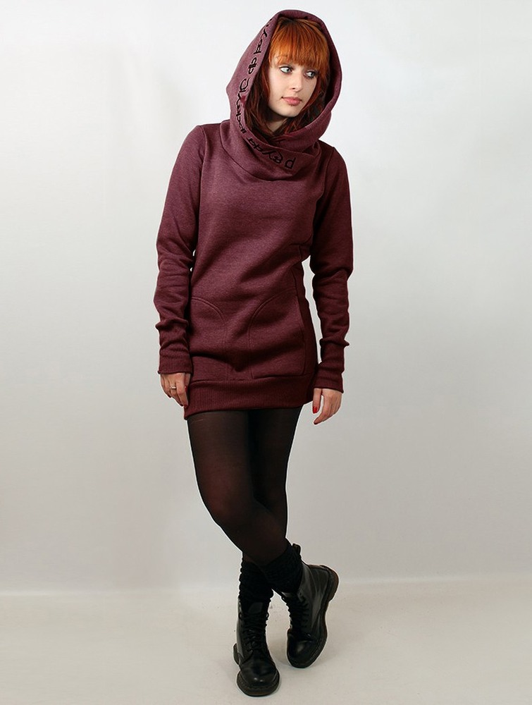 Bluza z Kapturem Toonzshop Lovely Reaper Long Hoodie Damskie Mottled wine | RCUJM-2415